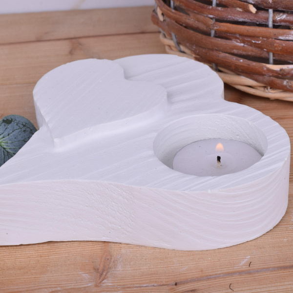 Design Teelichthalter "Herz" aus Beton Holzoptik