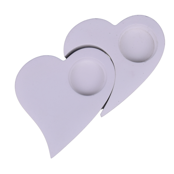 Design Teelichthalter "Herz im Herz" Beton, weiß